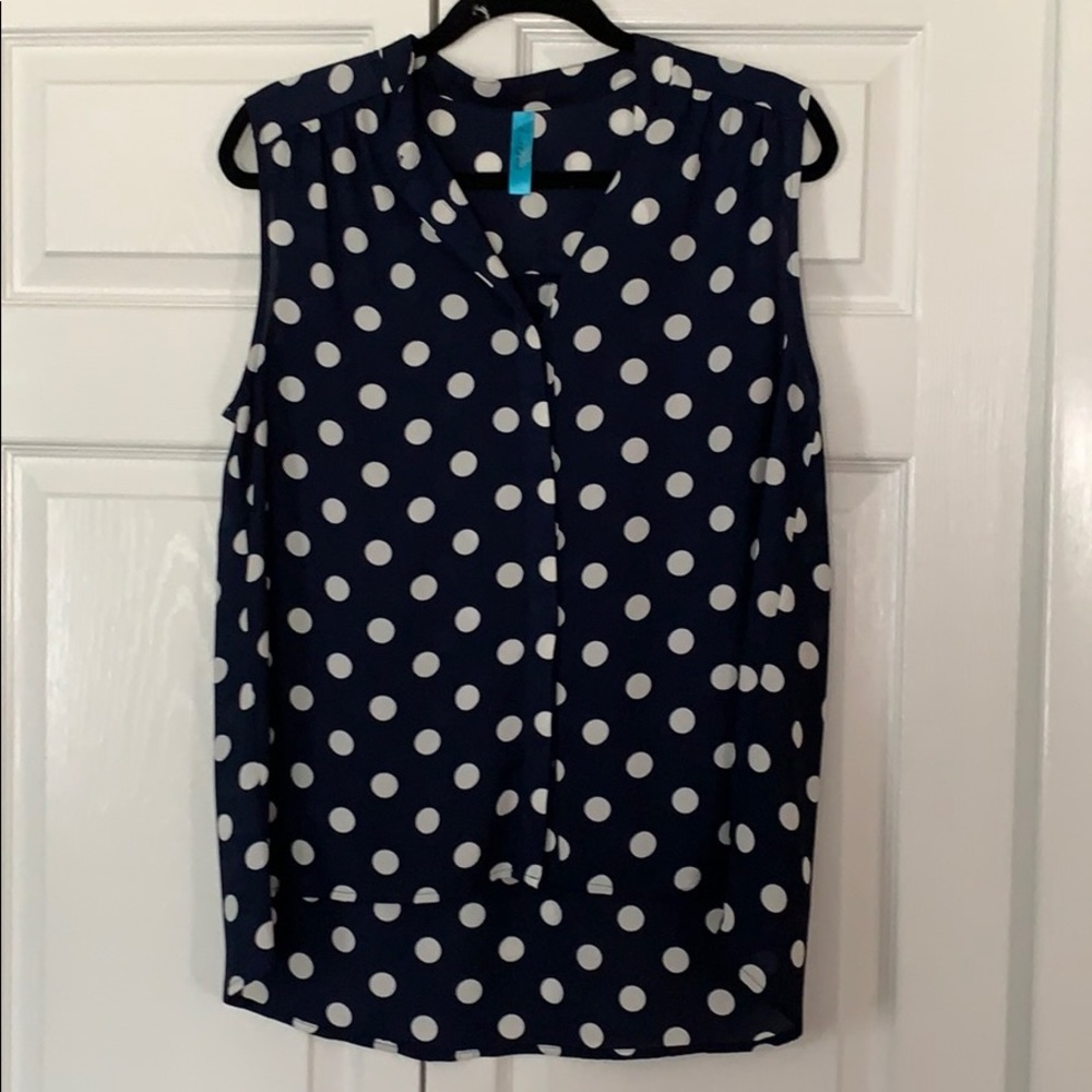 Navy Polka Dot Flowy Tank